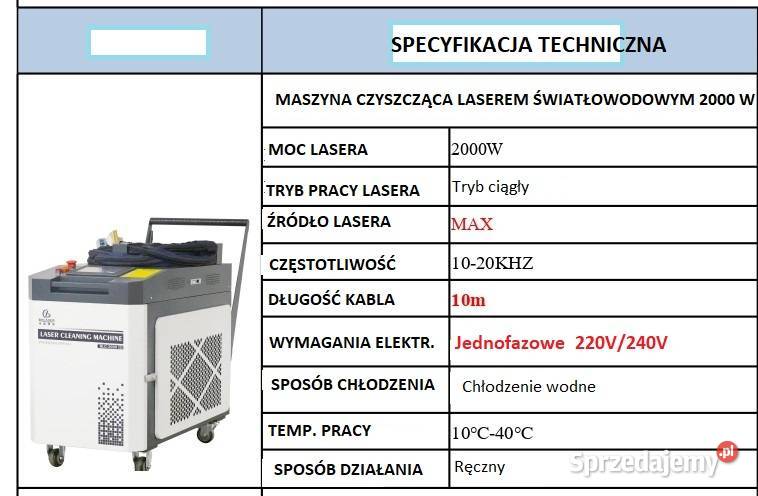 Laser czyszczący 2000W Wyszków