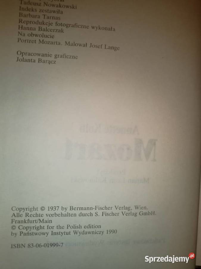 Książki biografie Mozart outlet księgarnia Rok wydania 1990