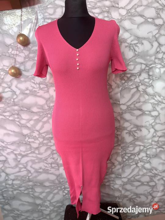 Różowa sukienka prążek biust 90100 uniwersalna Płock