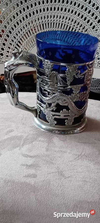 pozytywka kobaltowe szklo plastyczny koszyk z Poznań