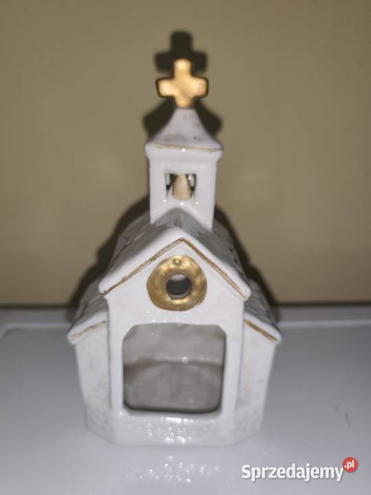 Świecznik domek porcelanowy kościół na świeczkę Świeczniki