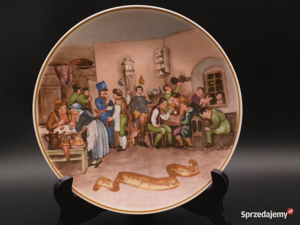 Talerz kolekcjonerski przedstawia scenę biesiady Raszków