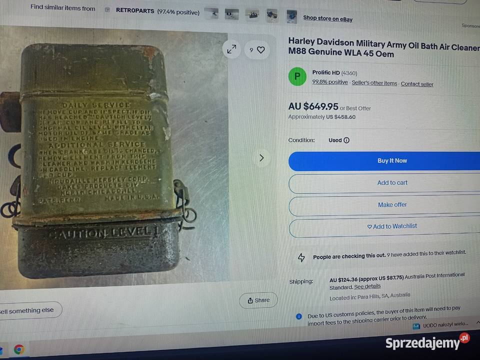 Harley WLA Indian 741 kujawsko-pomorskie Bydgoszcz