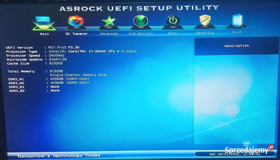 Płyta ASRock P67 PRO3 procesor Intel Core i7 ATX