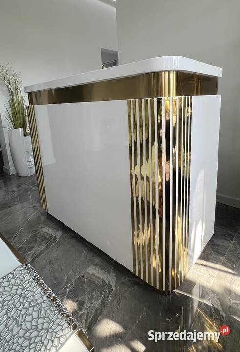 Biała złota lada sklepowa recepcja Premium