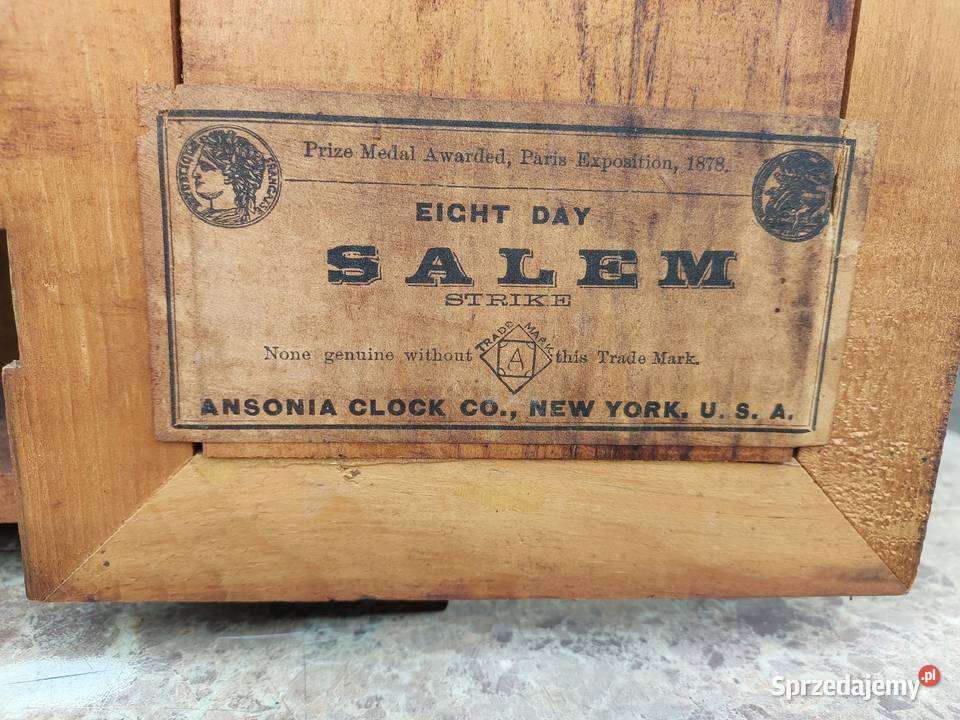 Zabytkowy zegar kominkowy Ansonia Salem USA Tczew