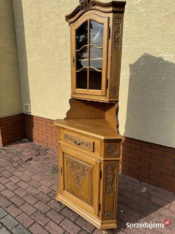 Witryna narożna dębowa stylowa rogówka kredens Sulbiny