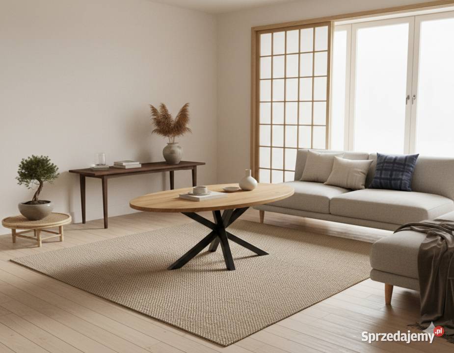 Unikalny stolik kawowy blat dębowy ręcznie Mińsk Mazowiecki