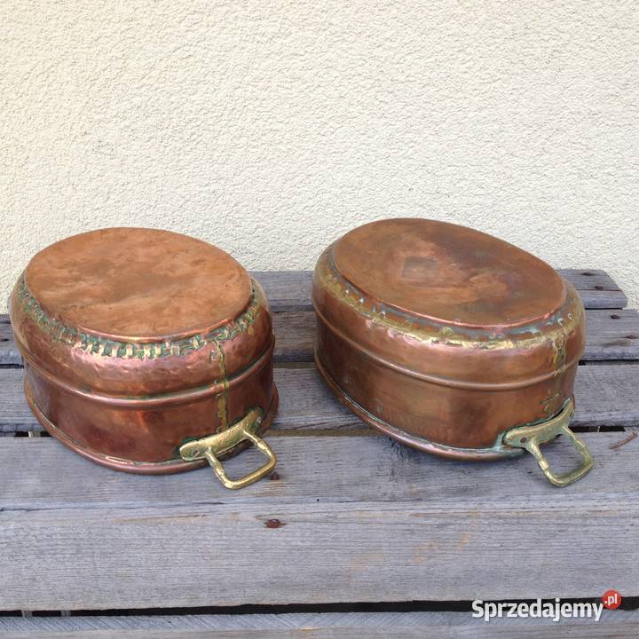 Miedziana doniczka donica osłonka na kwiaty mazowieckie