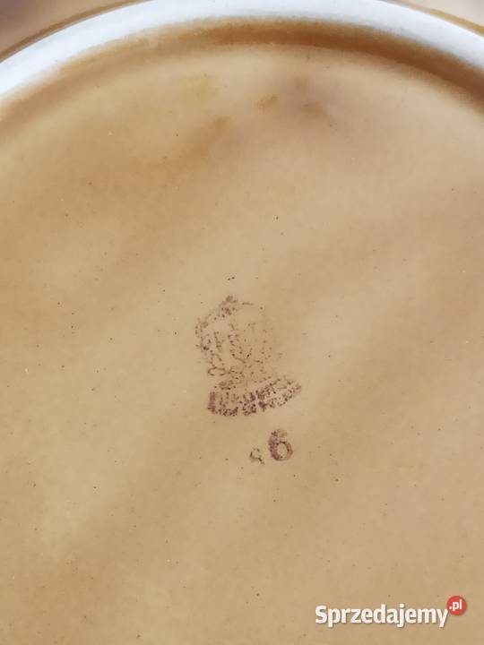 Brązowy talerzyk deserowy Porcelit Tułowice PRL Kraków