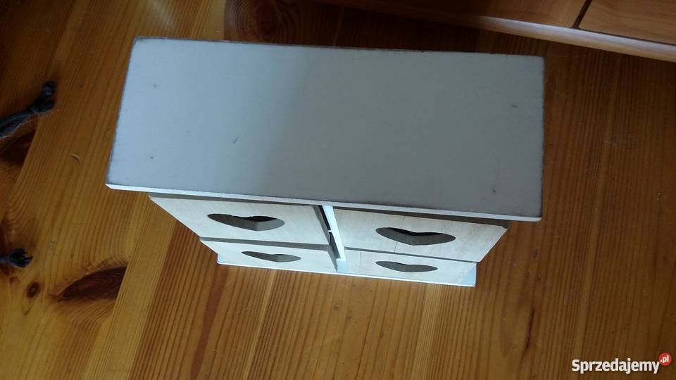 Pudełko drewniane z szufladkami sercami Regalik mazowieckie Warszawa