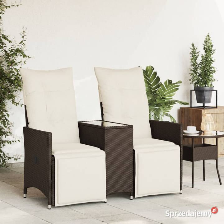 Rozkładana sofa ogrodowa ze stolikiem 2os brąz Warszawa