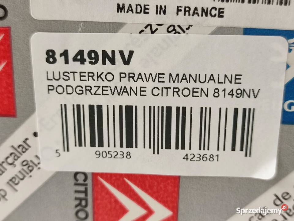 LUSTERKO PRAWE MANUALNE PODGRZEWANE CITROEN