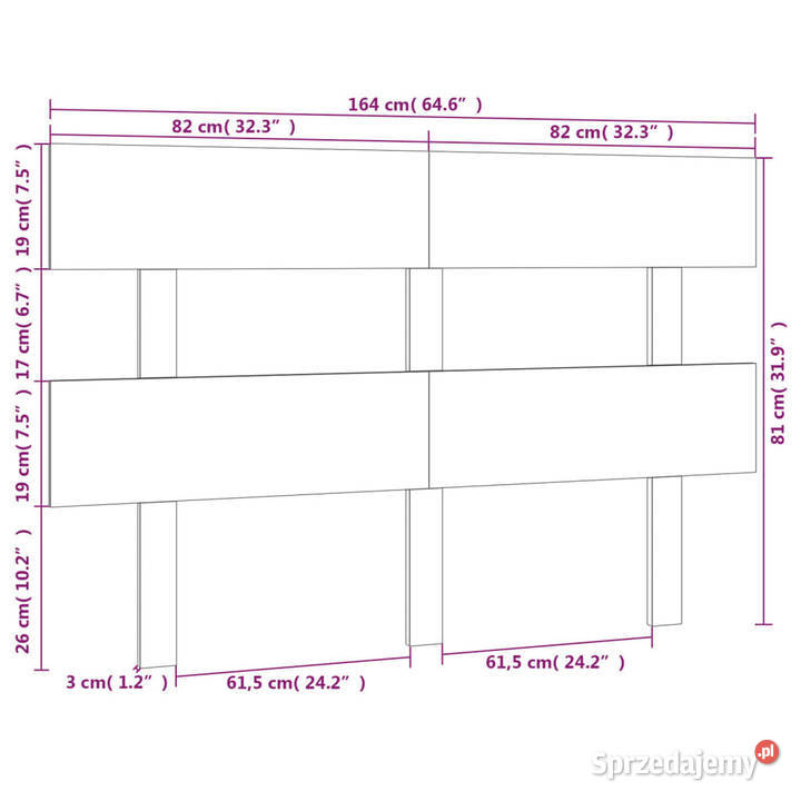 Wezgłowie łóżka białe 164x3x81 lite drewno