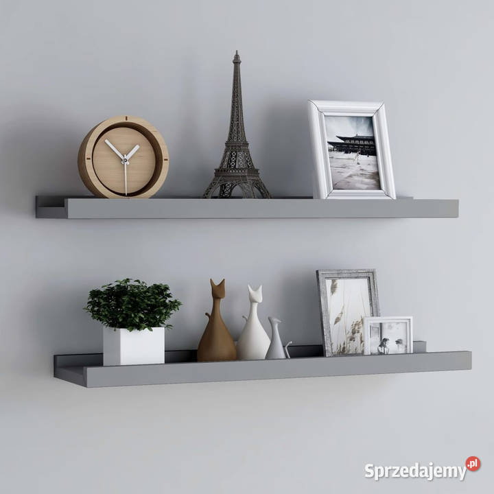 Półki ścienne na zdjęcia 2 szare 80x9x3 MDF Warszawa