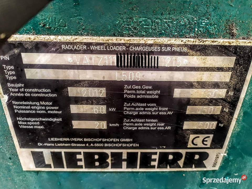 Ładowarka Kołowa Liebherr L509 2012r Ładowarka