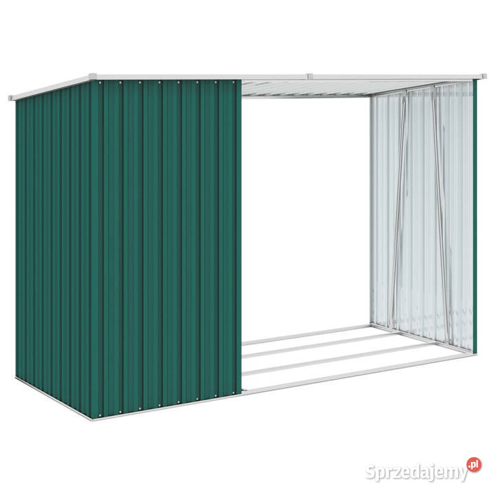 Szopa z wiatą na drewno zielona 245x98x159 stal Pozostałe mazowieckie Warszawa