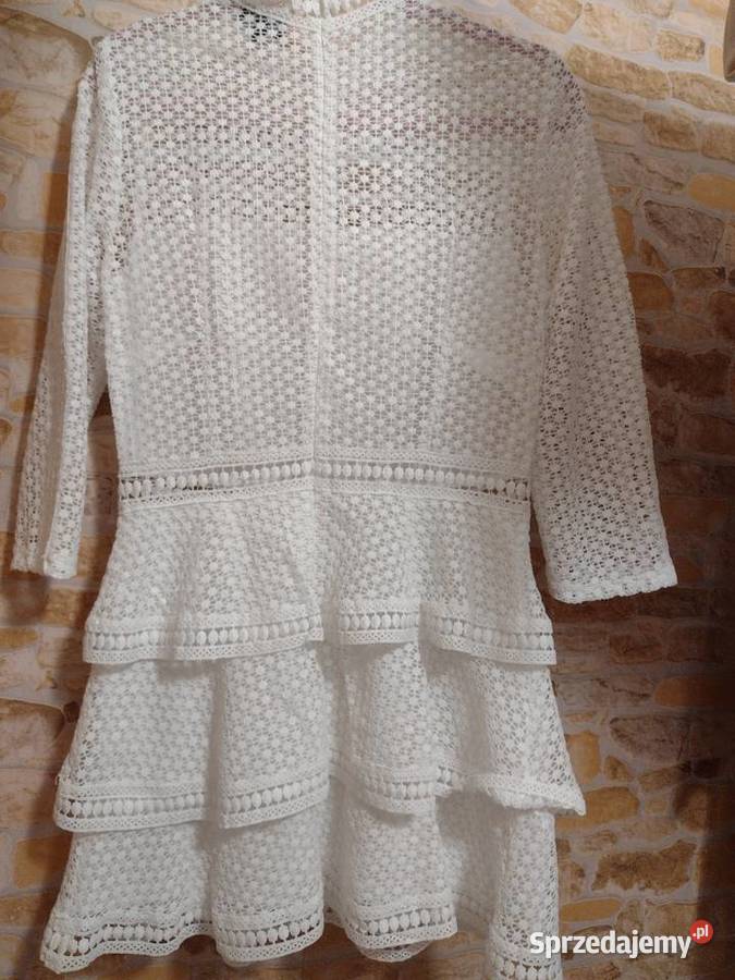 38M Biała sukienka koronkowahaftowana z Londynu