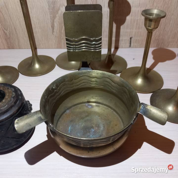 Antyczne swieczniki lichtarz i popielnica Łódź sprzedam