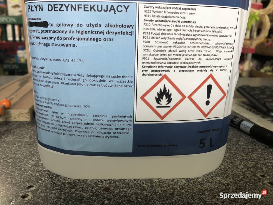 Płyn dezynfekujący do rąk 5 litrów 70 alkoholu 5