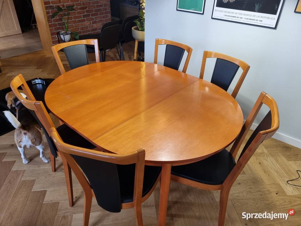 Stół rozkładany z kompletem 6 krzeseł