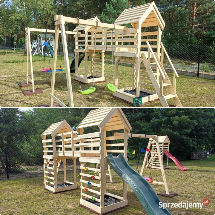 MEGA Plac zabaw POLA KOMPLETNY 2 Domki Wieże Płock