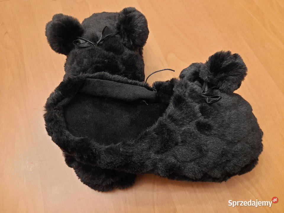 Nowe Antypoślizgowe Pluszowe Kapcie Pantofle czarny