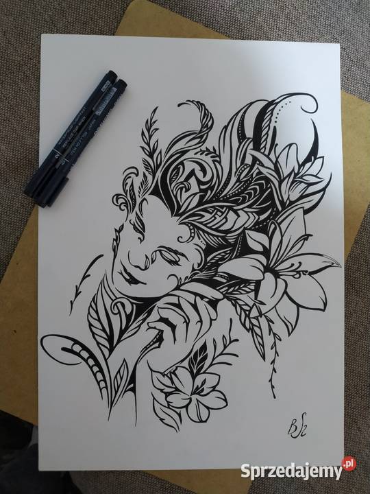 Rysunek z kwiatów cienkopis blok tech A3 250 gm2 Warszawa