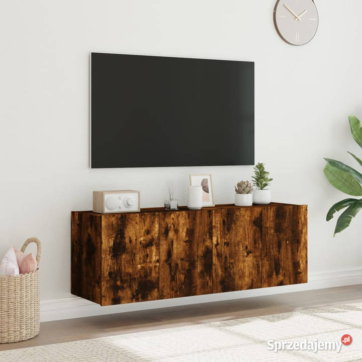 Ścienne szafki TV z LED 2 przydymiony dąb mazowieckie