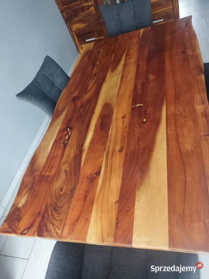 Stół loftowy z naturalną krawędzią metal i Knurów