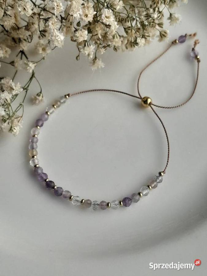 Kamienie naturalne Fluoryt Ametyst Jedwabny Bransoletki sprzedam