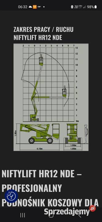 Podnośnik koszowy nifty light hr12 nde zwyźka wielkopolskie Kobyla Góra sprzedam