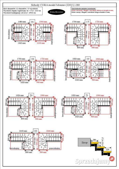 Schody drewniane DUDA model Moreno 220 U180 12 Podłogi i schody Kościan