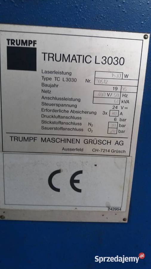Laser TRUMATIC L3030 wycinarka laserowa