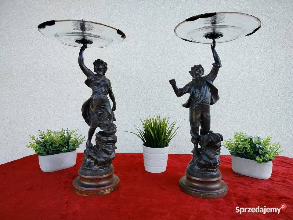Piękny komplet starych figuralnych pater Kęty