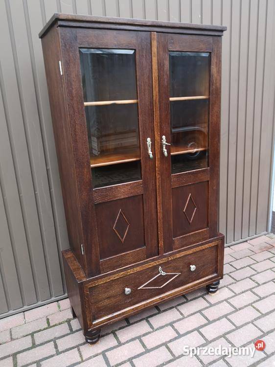 Witryna Biblioteka Serwantka Dębowa Stara Antyk Swarzędz