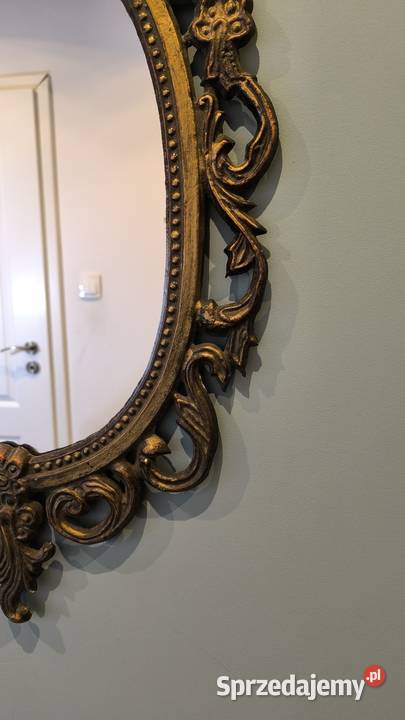 Piękne stylowe mosiężne lustro zdobione Łódź
