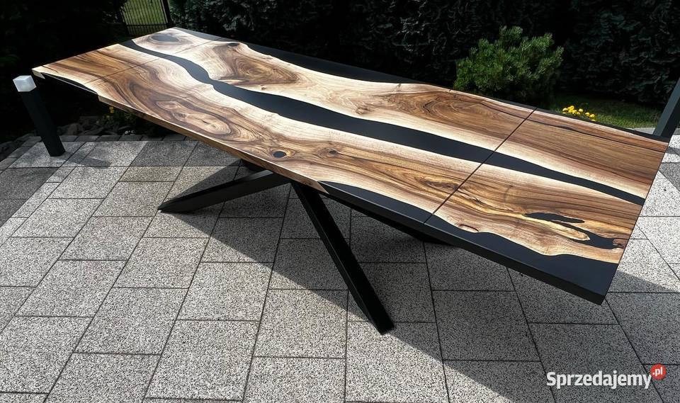 Stół Amsterdam Nut Spider z dostawkami żywica Kraków