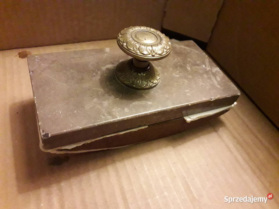 Zabytkowy bibularz marmur mosiądz Warszawa
