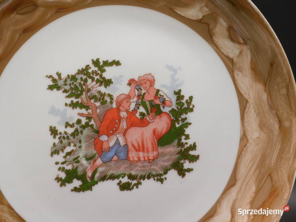 Talerzpatera scenka rodzajowa Porcelana i szkło Raszków