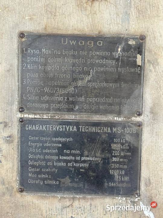 Młot sprężarkowy Zamech MS100B