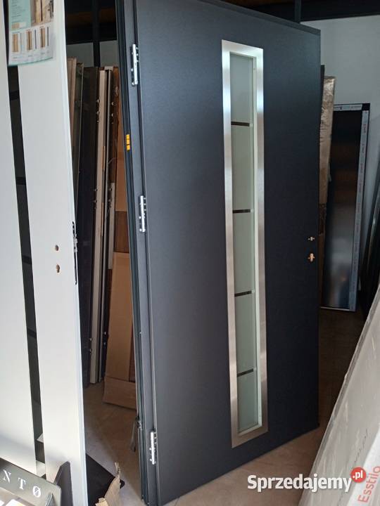 Drzwi z przeszkleniem antracyt 110x220 sprzedam