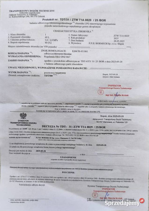 Nowa butla LPG do samochodu 49L BORCHEM osobowe Piotrków Trybunalski