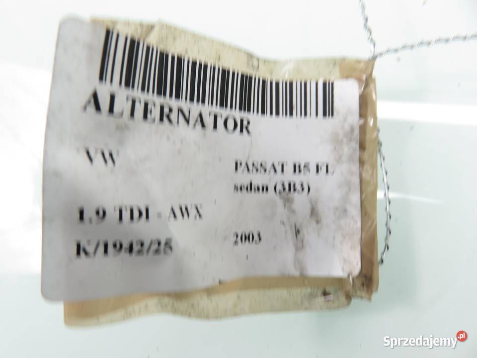 ALTERNATOR VW PASSAT B5 19 TDI 028903031 osobowe Układ elektryczny silnika małopolskie