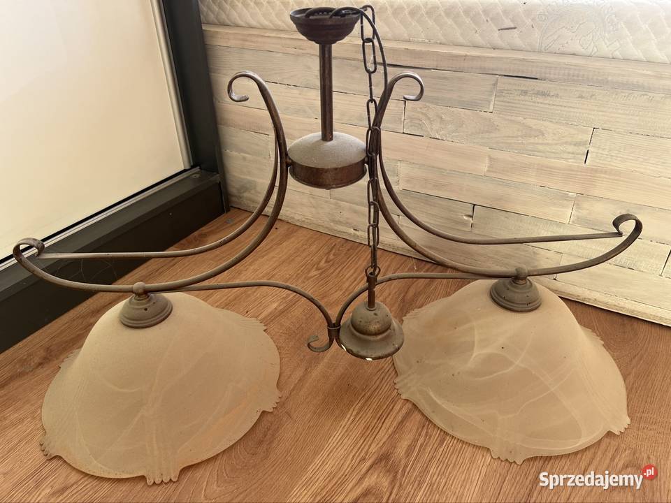 Lampy wiszące żerandol 2 sztuki klosze szklane