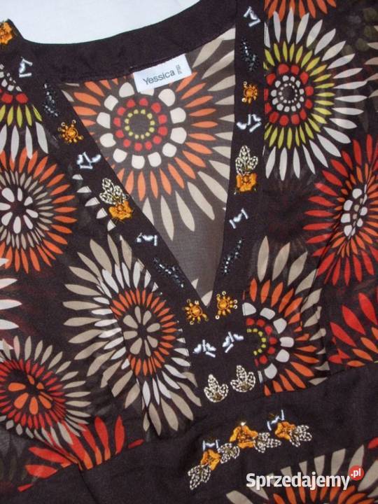 Yessica Elegancka Tunika Koraliki Haft J Nowa 48 kolorowy