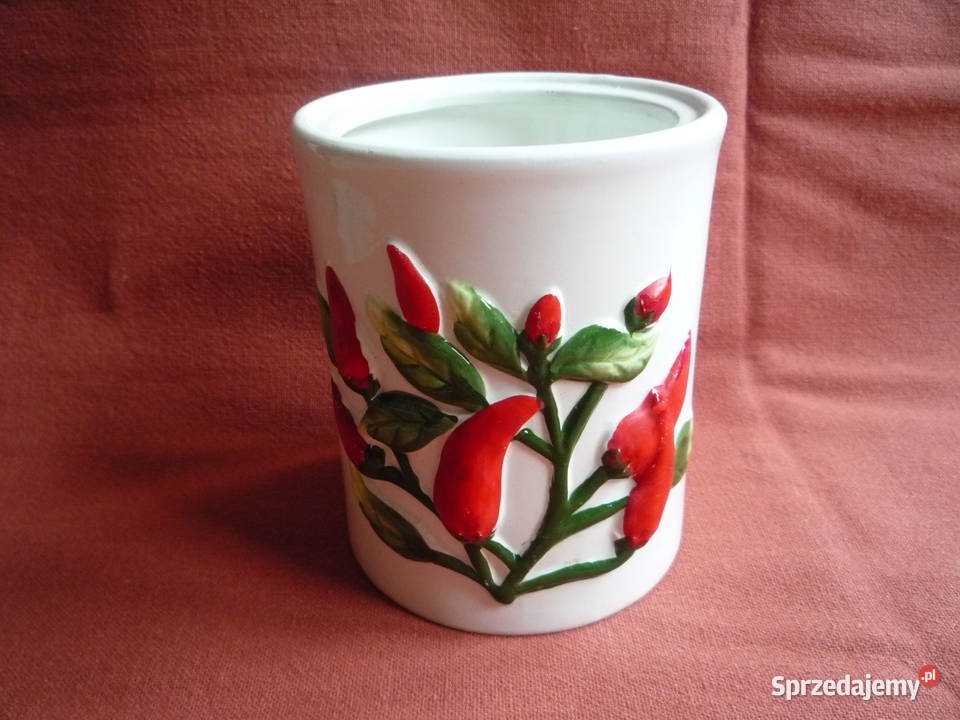 Pojemnik ceramiczny Papryczka chili oliwka biały Akcesoria kuchenne