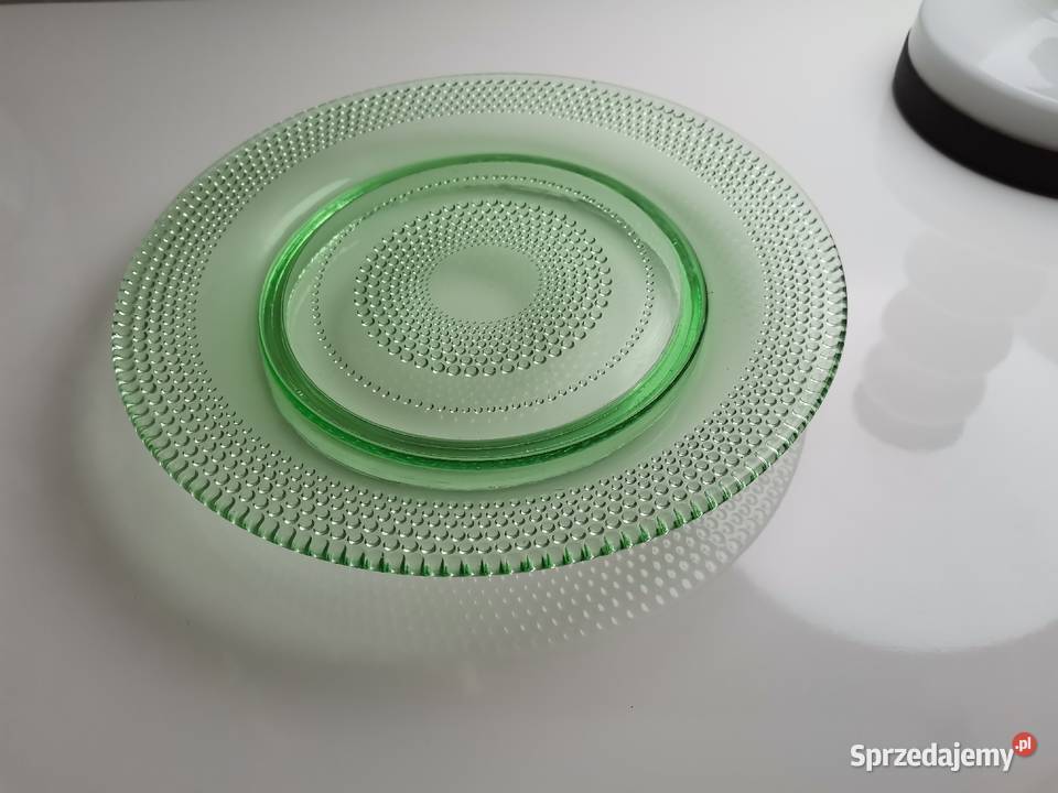 Stara zielona patera talerz szkło Art Deco Katowice