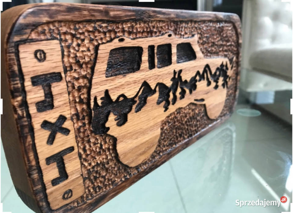 Dekoracja z drewna na stół ścianę Off road Rękodzieło