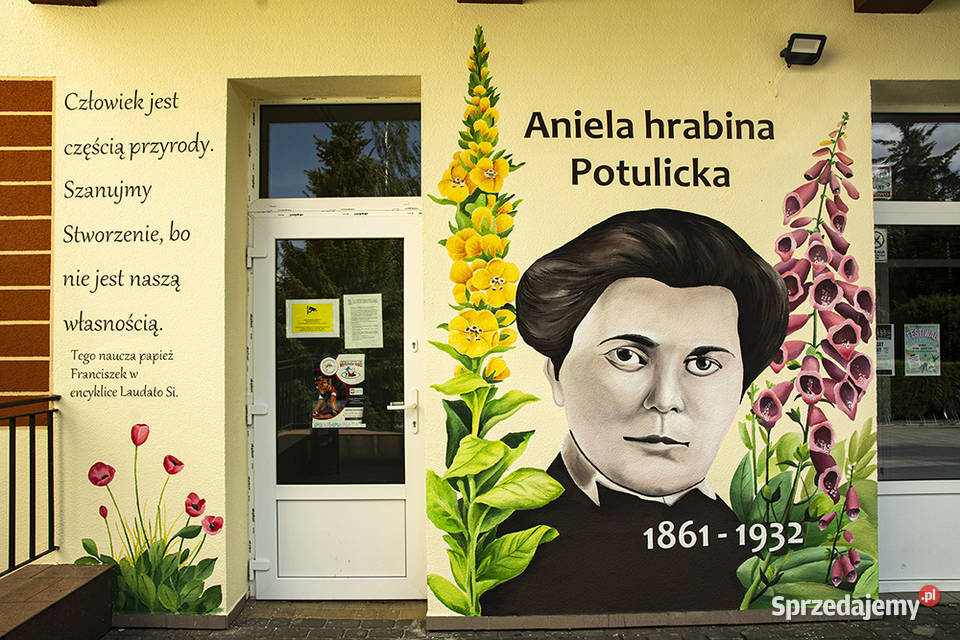 Mural malowany na ścianie graffiti reklama Łódź